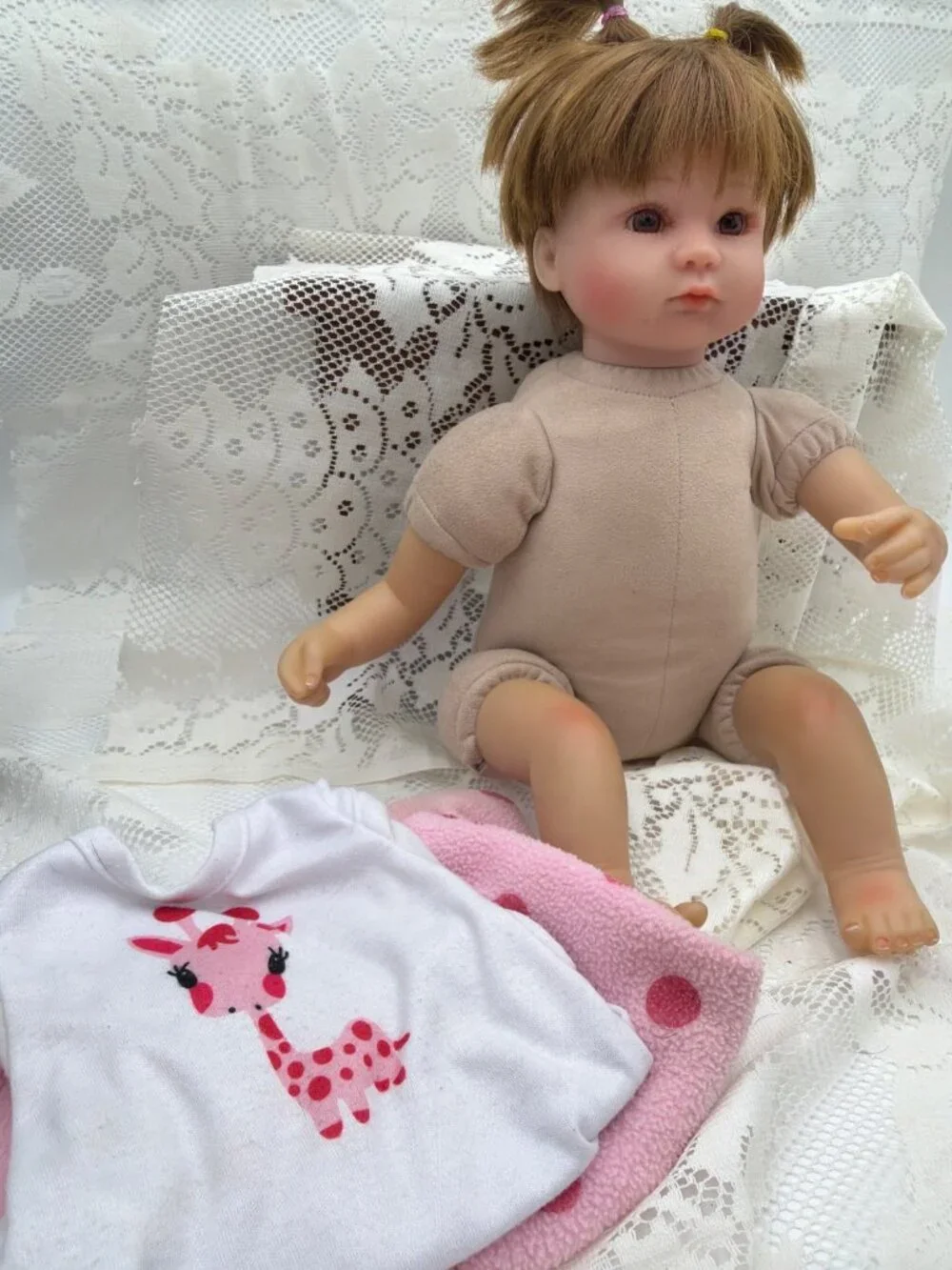 Reborn Baby Doll Giraffe Shirt Pink Polka Dot Pants Realistic Body 18